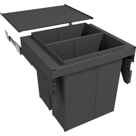 Poubelle coulissante suspendue 80L 2 seaux – Amortisseur avec – Métal et PP – Hauteur 529 mm – Largeur 562 mm – Pour caisson 600 mm – Gollinucci