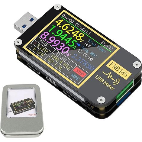 FNB48 PD USB Spannungsprüfer, USB 3.0 Voltmeter, DC 4-24V 6,5A Spannungs- und Stromprüfer, USB C Multimeter, PPS, Schnellladung (1/5)