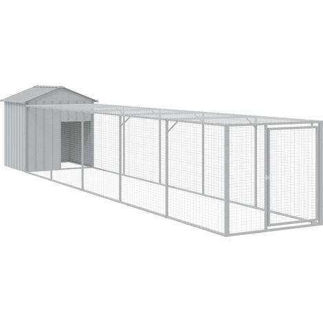 Recinto per pollaio con gabbia per galline con recinto luminoso 117 x 609 x 123 cm acciaio zincato grigio 020043960
