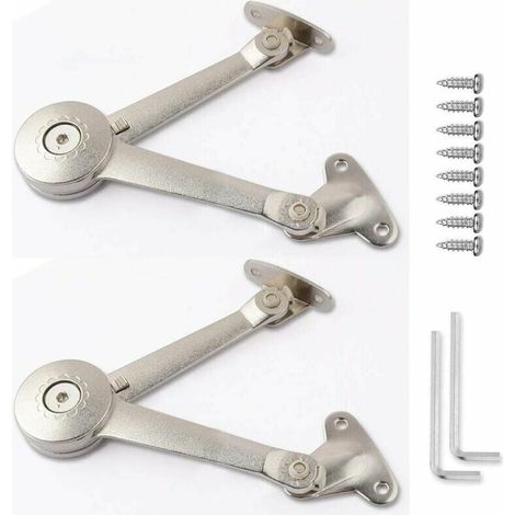 Bisagra de cierre suave de níquel satinado con tornillos y llave hexagonal, paquete de 2 bisagras de soporte de tapa para sujetar tapas de gabinetes, cajas de juguetes, armarios, peso máximo (1/5)