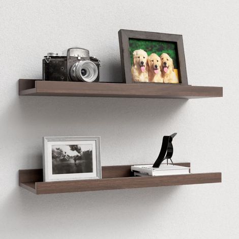 Étagère murale flottante en noyer avec rebord 40 cm, bois (1/5)