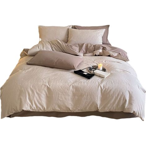 Kategorie A, vierteiliges Bettwäscheset, 100 % gebürstete Baumwolle, dicker, langstapeliger Baumwoll-Bettbezug für Herbst und Winter, reines Baumwoll-Bettwäscheset, 1,8 m Laken-Stil [Bettbezug 200 x 2 (1/3)