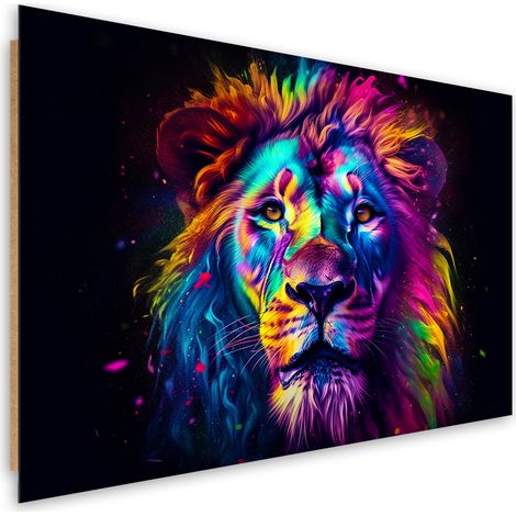 Deco panel print, Colour Neon Portrait Lion Ai - 100x70 (1/5)