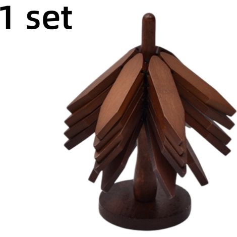 Ensemble de 6 sous verres marron en forme d arbre comprenant 5 sous verres et 1 base 20 x 20 x 1 cm résistants à la chaleur pour table et cuisine (1/5)