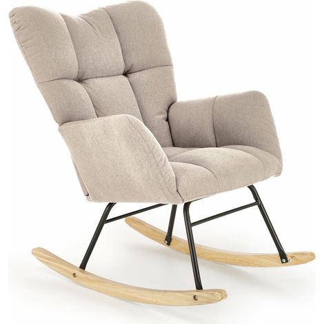 Mecedora Houston 1595, Beige, 94x70x97cm, Tapiz, Aglomerado laminado, Metal, De madera