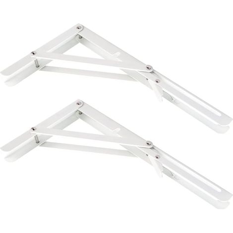 Soporte plegable para estante, soporte que ahorra espacio, bisagra para mesa plegable de montaje en pared, 20 cm, 2 piezas - Blanco (1/5)