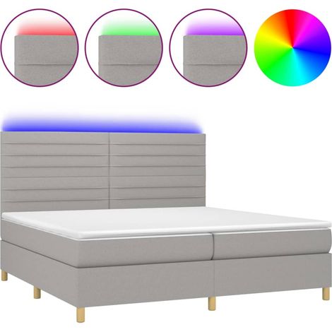 Maison Exclusive - Letto a Molle Materasso e LED Grigio Chiaro 200x200 cm Tessuto (1/5)