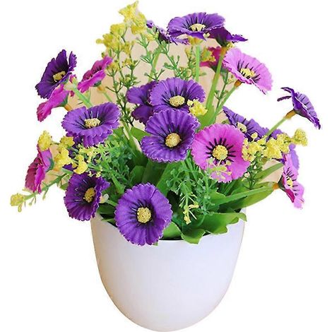 Bouquet fleuri artificiel bonsaï, plante de fleurs artificielles, décoration pour la maison, le jardin, les fêtes et les tables.violet (1/5)