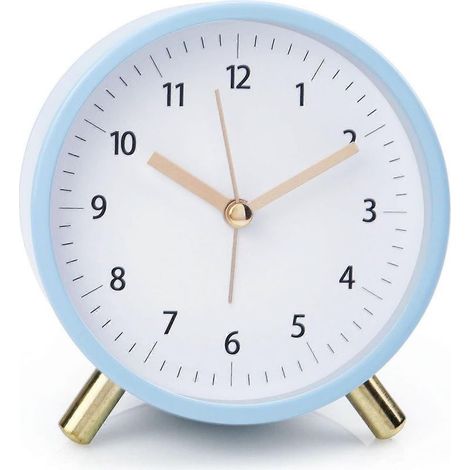 Réveil analogique de 11,4 cm (4,5 pouces) pour la chambre à coucher, rond, à piles, avec rétroéclairage (1/5)
