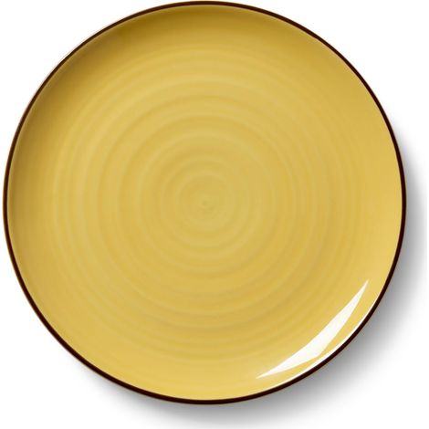 Assiette plate en céramique fabriquée à la main Couleur jaune saffron Diamètre 27 cm (1/5)