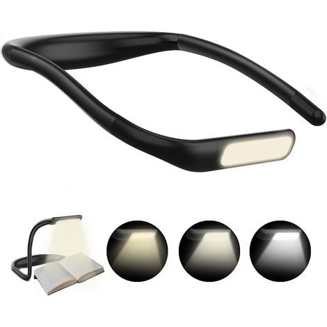 LED-Nacken-Leselampe, Nachttischlampe, einstellbare Helligkeit, 3 Farben, mit flexiblem Lampenarm, geeignet zum Joggen, Spazierengehen und Campen bei Nacht