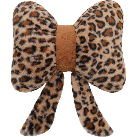 KOWOLL Coussin décoratif en peluche douce avec nœud papillon, imprimé léopard mignon, pour canapé, chambre, chaise de bureau, soutien lombaire, décoration de chevet. (1/5)