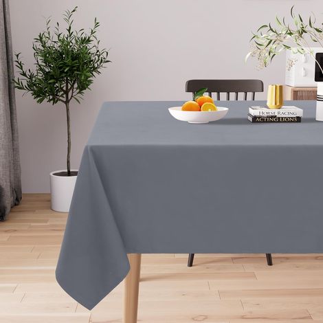 Nappe Rectangulaire Imperméable 140 x 100 cm Nappe de Table en Polyester Anti-Taches Lavable Nappe Exterieur pour Manger, Jardin, Mariage - Gris (1/5)