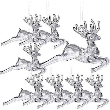 Set mit 8 transparenten Acryl-Weihnachtsanhängern mit Rentiermotiven. – 7 x 10 x 1 cm (1/2)