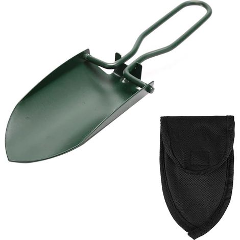 Mini-Klappspaten, tragbarer Spaten aus Edelstahl, multifunktionale Survival-Klappspaten, zusammenklappbare Militär-Campingschaufel, mit Tragetasche, für Wander- und Gartenarbeiten, Grün