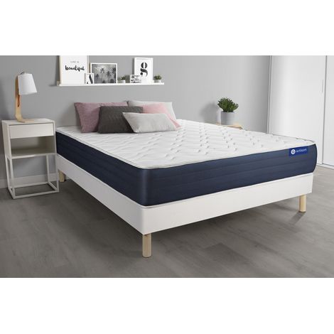 Ensemble matelas Mémoire de forme ACTIMEMO SLEEP 180x200 5zones de confort + sommier KIT blanc (1/5)