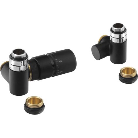 Sapho Corner Combi - Set di collegamento per valvole termostatiche, sinistra, nero opaco CP3021BS (1/2)