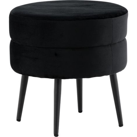 Pouf Design en Velours "Pot" 40cm Noir (1/5)