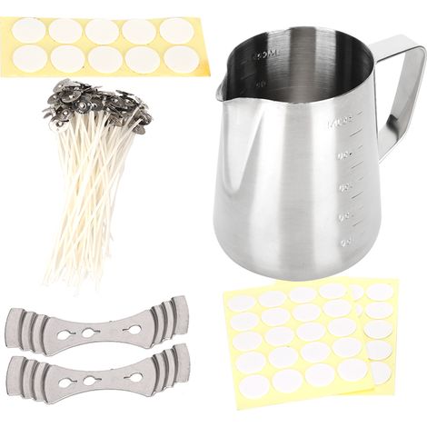 Kit de fabrication de bougies : autocollant à pois blancs anti-corrosion, coupelle à cire en acier inoxydable, ensemble DIY (1/5)