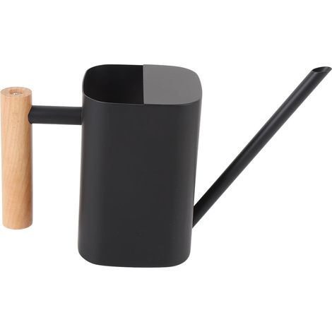 Arrosoir acier inoxydable bec allongé manche bois pour végétaux d'intérieur bonsaï jardin extérieur fleurs déco carré noir 500 ml (1/5)