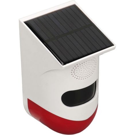 Alarme lumineuse stroboscopique solaire étanche avec détecteur de mouvement, sirène antivol extérieure 120 dB pour maison, ferme ou villa (1/5)