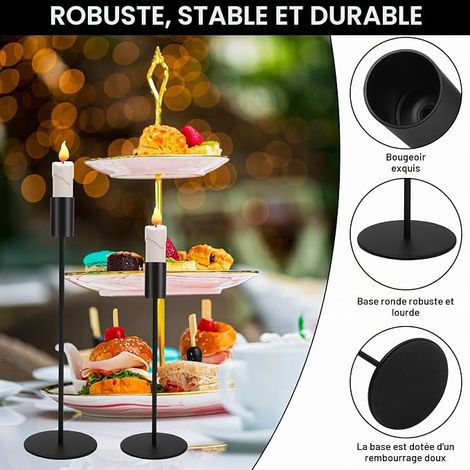 Chandelier Bougeoir Noir, Coniques Bougeoir Decoratif, Chandelier de Mariage, Rétro Métal Hauts Bougie Chandelier pour Maison, Fêtes, Mariage, Noël, Dîner aux Chandelles (1/4)