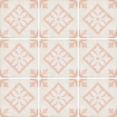 Aelle - Carrelage sol / mur effet ciment motif rose 20x20 cm ART NOUVEAU PADUA PINK - Vendu par boîte de 1 m² (1/2)