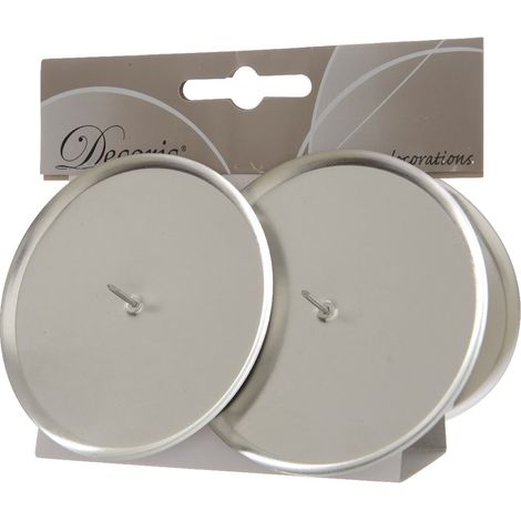 Adventskranzkerzenhalter Silberfarben matt Ø 10 cm aus Metall - 4er Set (1/2)