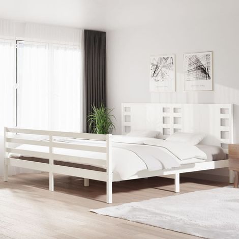 Massivholzbett ohne Matratze Weiß 200x200 cm Kiefernholz vidaXL (1/5)