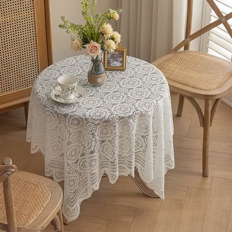 Tovaglia quadrata con girasoli - Tovaglia in pizzo, decorazione per tavolo da pranzo in stile country americano con motivo traforato - 120 cm x 120 cm