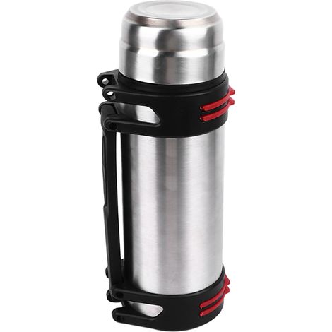 Bouteille d'eau isotherme 2L acier inoxydable avec 2 couvercles pression étanche poignée portable pour randonnée (1/5)