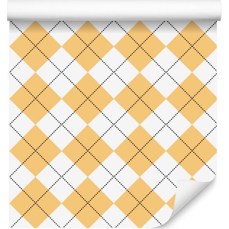 Papier peint à carreaux rétro basique crème et blanc pour salon et chambre 50x1000 cm (1/5)