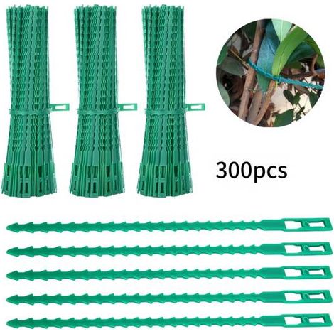 Attaches réglables pour plantes - Lot de 300 - Liens de serrage en plastique - Réutilisables - 23 cm