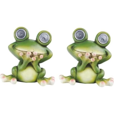 Garden Frog Lamp Post - 2-Piece Solar LED Resin Set