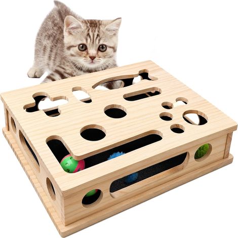 Boîte D'enrichissement: Boîte Puzzle à Gratter pour Chat, Puzzle à Gratter 2 en 1, Boîtes De Lime à Ongles avec Papier De Verre pour Chat Contre L'ennui Et Remplacement du Griffoir (1/5)