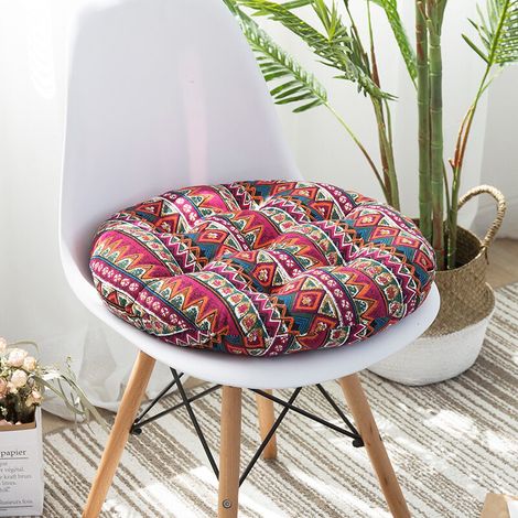 BRAVIX 2 Coussins de siège 45x45cm, Coussins de Chaise pour intérieur et extérieur - décoration de mobilier de Jardin Coussins de Chaise. (Ronde,rouge)
