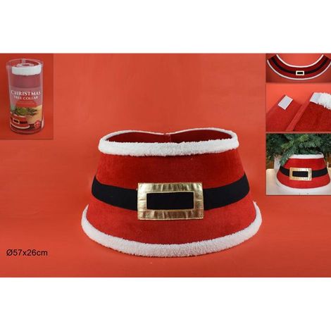 Copri piede base per albero di natale tappetino rosso pelliccia da decorazioni (1/4)