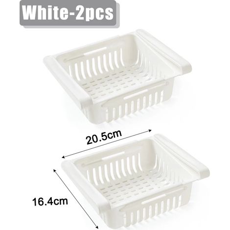(Ajustable Blanc 2 pièces) Boîte de rangement pour réfrigérateur, tiroir, conteneur de rangement en plastique, étagère, boîte de rangement pour fruits, œufs et autres aliments, accessoires de cuisine (1/5)