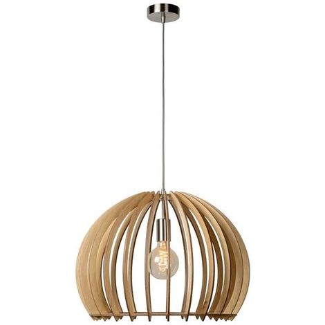 Suspension Lucide Bounde Ø50 bois E27 60W dimmable (1/5)