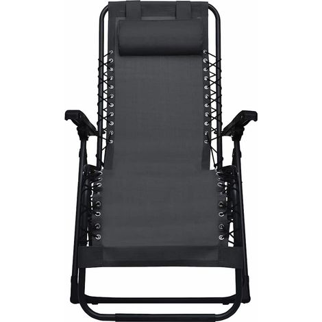 vidaXL Tumbona plegable de terraza textileno negra (1/2)