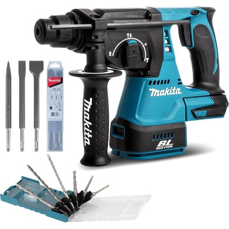 Makita DHR242Z 18v LXT SDS Rotary Hammer Drill + 9 Piece Bit Set Point Chisel (1/5)