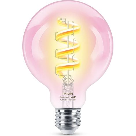 Ampoule LED Connectée RGB Filament G95, Culot E27, 470 lm, Lumière Couleurs et Blancs Réglable 2200-6500 K, Gradation Faible (1/3)