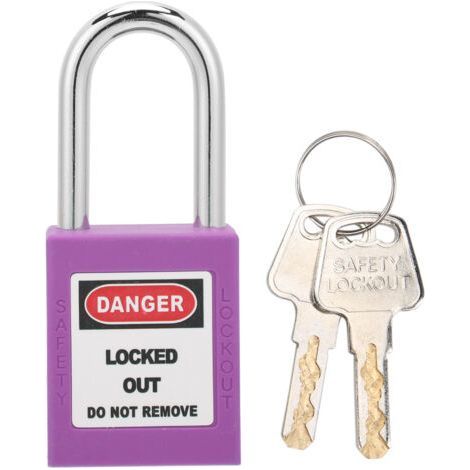 38mm Security Padlock Industrial Plastic Nylon PA Steel Insulation Padlock for Chemical, Electrical, Nuclear Energy (Purple) (1/5)