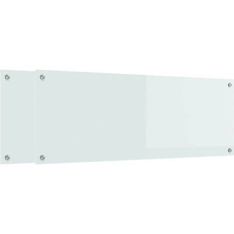 Crédence de cuisine, ensemble de 2 pièces, blanche, 110 x 40 cm, verre trempé (1/5)