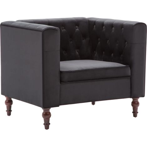 Poltrona sedia lounge divano club lounge di design con rivestimento in velluto nero 1102159/3