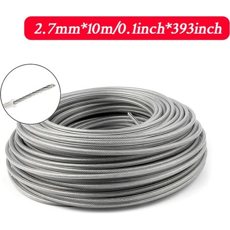(10 m x 2,7 mm) Fil de coupe-bordures en nylon et acier, long rouleau rond, pour tondeuse à gazon. (1/4)