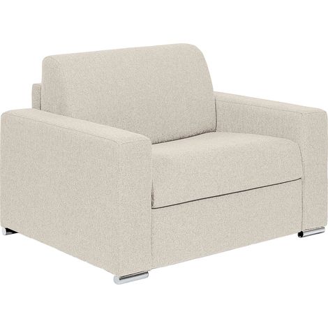 Fauteuil convertible express en tissu chiné beige - Couchage à lattes larges 70 cm - Matelas 14 cm - CALITO (1/4)