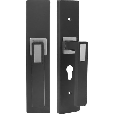 Zimmertürschloss für den Innenbereich, geräuscharm, robust, aus Aluminiumlegierung, Schlafzimmergriff mit 3 Schlüsseln, Schwarz/Silber (1/5)