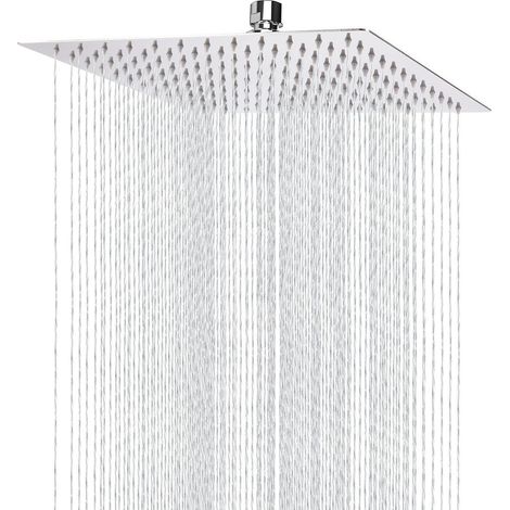 Regenbrause 25cm Quadratisch Edelstahl Hochdruck Duschkopf mit Anti-Kalk-Düsen (1/5)