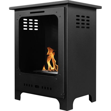Bioethanol Standkamin Koza Mini mit Sicherheitsglas, Edelstahlbrenner 0,5 l, Schwarz matt (1/5)